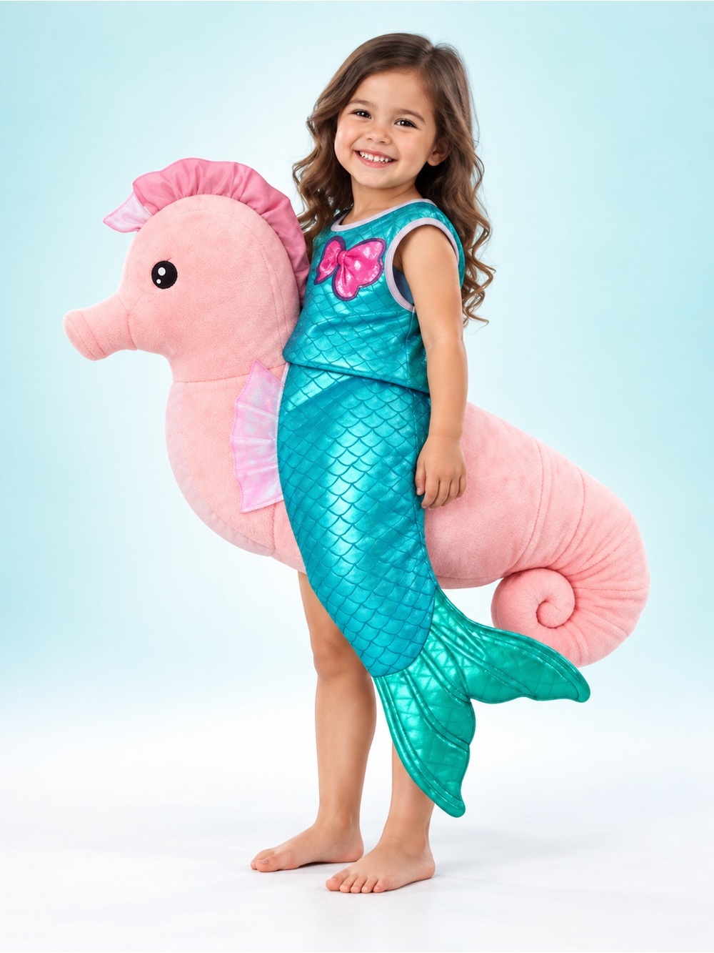 Dream Play Imagine Mermaid Riding Seahorse 3D Plush Halloween Costume Girls 5T